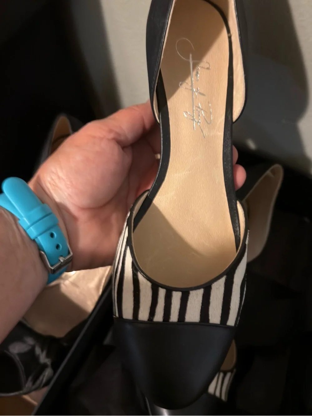 Black & white zebra print custom made shoes, closed toed with 1